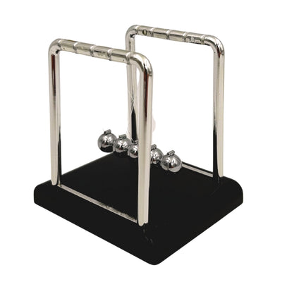 Pêndulo de Bolas de Newton com Gravação – Gadget Antiestresse Elegante para Secretária, Ideal para Presente – Altura 9 cm, Bolas de Aço, Design Minimalista
