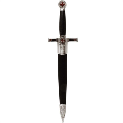 Adaga decorativa templária com bainha e gravação - réplica em aço inoxidável, 40 cm