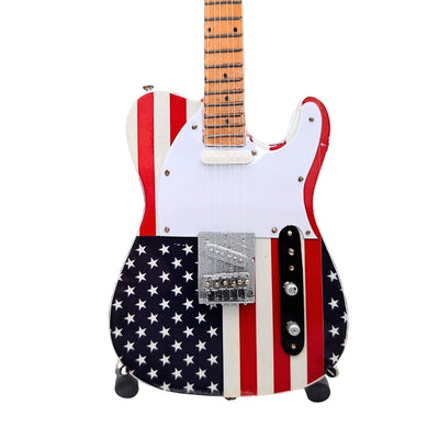 Mini guitarra colecionável MGT-2639 ao estilo Bruce Springsteen com possibilidade de personalização por gravação, feita à mão em mogno, presente ideal para fã de música, altura 27,5 cm