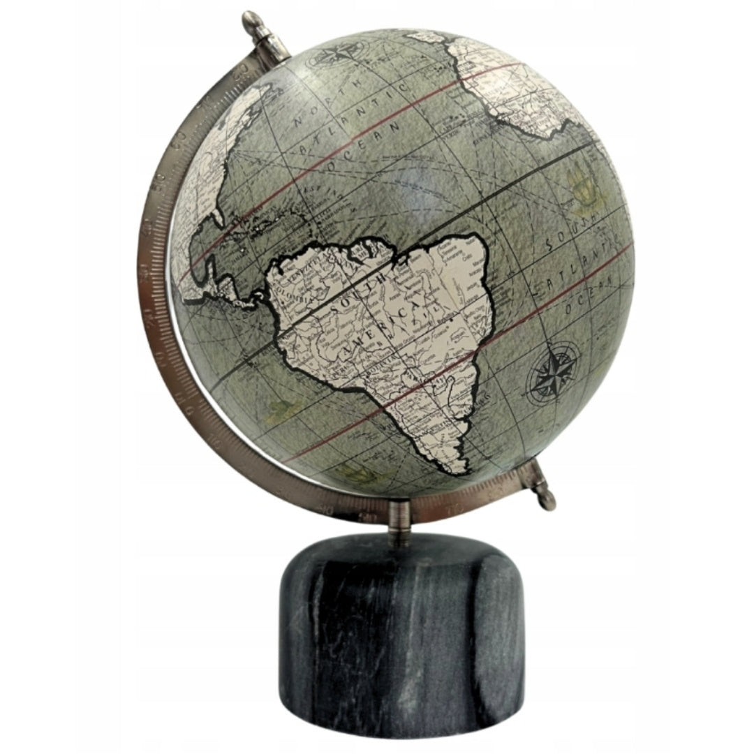 Globo decorativo em base de pedra 30cm com possibilidade de personalização com gravação - Presente elegante em tons de cinza e pedra preta