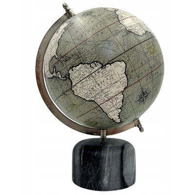 Globo decorativo em base de pedra 30cm com possibilidade de personalização com gravação - Presente elegante em tons de cinza e pedra preta