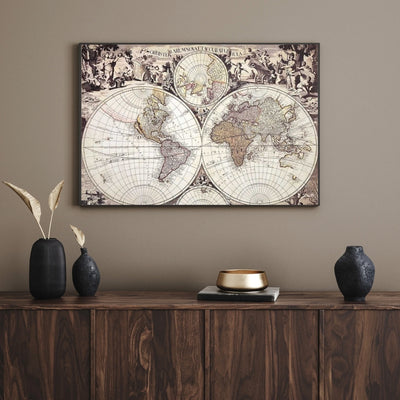 Mapa do Mundo de 1686 - Reimpressão de G. Valck com possibilidade de personalização por gravação - presente ideal para historiadores e viajantes - dimensões 56,5 x 47,5 cm
