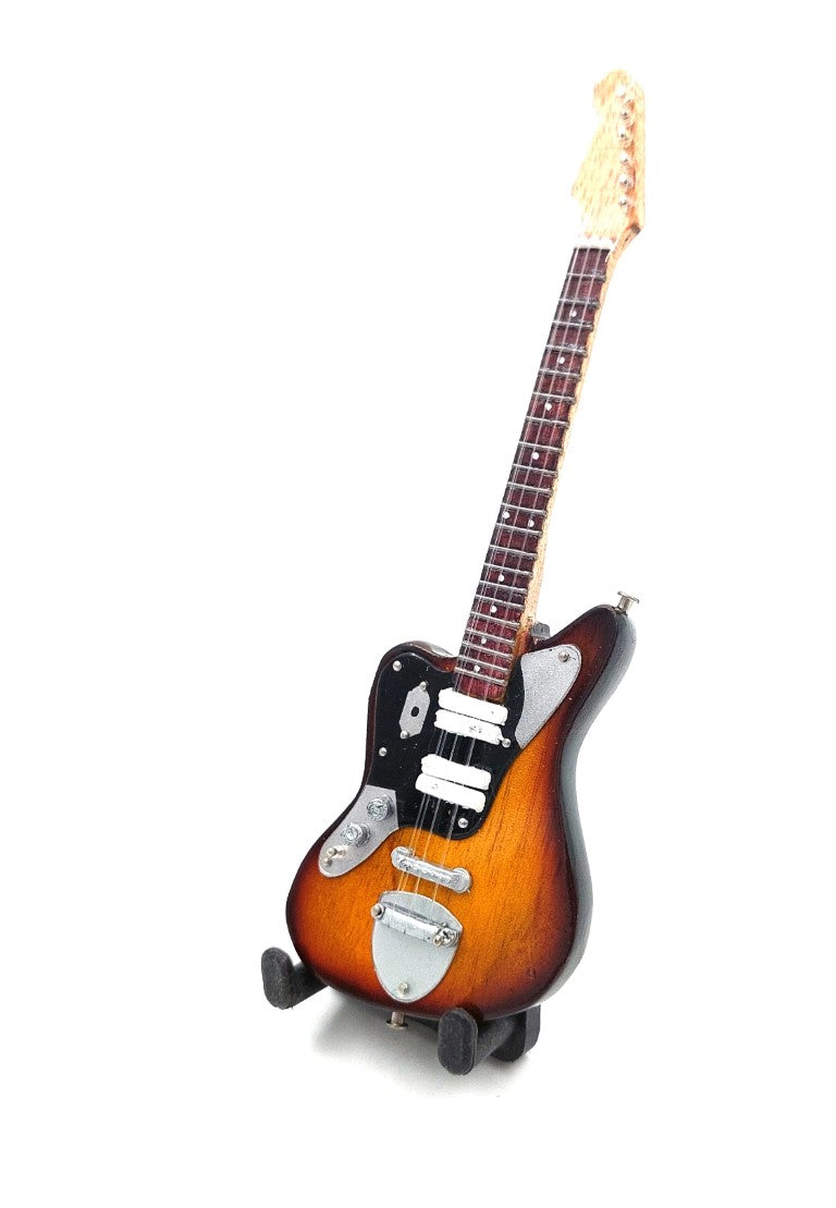 Mini Guitarra 15 cm no Estilo Kurt Cobain com Possibilidade de Personalização por Gravação - Guitarra em Mogno Castanha para Presente para Fã de Grunge e Nirvana