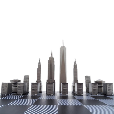 Xadrez Nova Iorque Skyline com Gravação em Aço Inoxidável