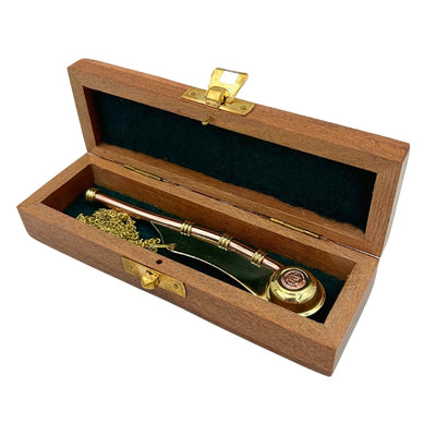 Apito de Bosman com Gravação em Caixa de Madeira Elegante – Latão, 12,5 cm
