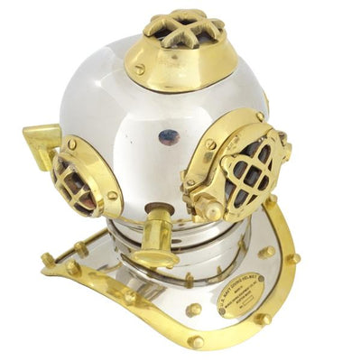 Capacete de Mergulhador em Latão US Navy Mark IV com Possibilidade de Personalização por Gravação - Presente Ideal para Qualquer Ocasião, Altura 20 cm, Réplica Marinha DIVER - DH93
