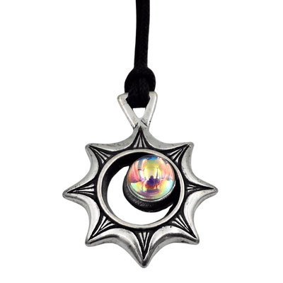 Colar Eclipse Solar com gravação – Ilusão Óptica com Cristais da Chéquia, Presente Personalizado para Viajantes, Zamak de Alta Qualidade, Comprimento Regulável 45-62 cm