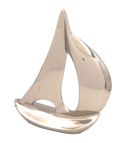 Modelo Elegante de Iate em Metal 36 cm com Possibilidade de Personalização por Gravação