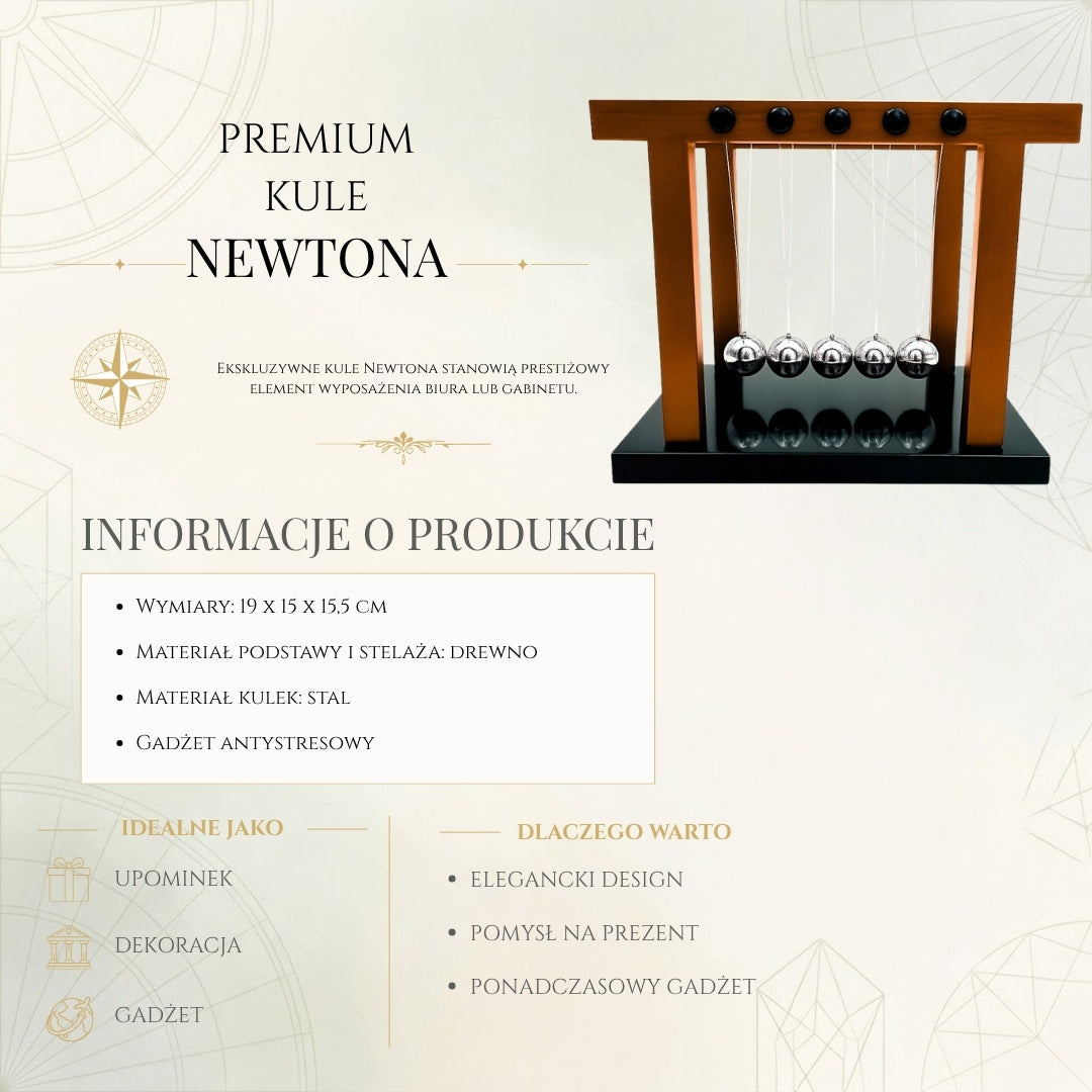 Bolas de Newton Premium Grandes Elegantes em Base de Madeira com Possibilidade de Personalização por Gravação