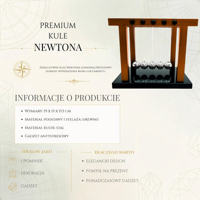 Bolas de Newton Premium Grandes Elegantes em Base de Madeira com Possibilidade de Personalização por Gravação