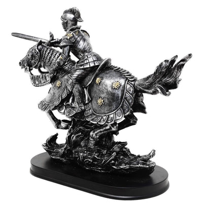 Figura Cavaleiro a Cavalo 31 cm – Polyresina Pintada à Mão com Possibilidade de Personalização por Gravação