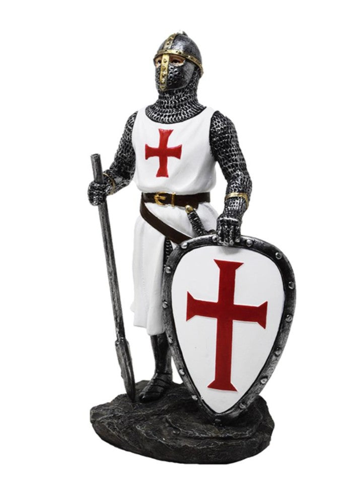 Estátua de Cavaleiro Templário 18,5 cm em Poliresina com possibilidade de personalização por gravação