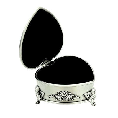 Caixa metálica em forma de coração com possibilidade de personalização por gravação – presente elegante para Dia dos Namorados, aniversário ou aniversário, decorada com motivo de rosa, dimensões 8,7 x 8,4 x 5,1 cm