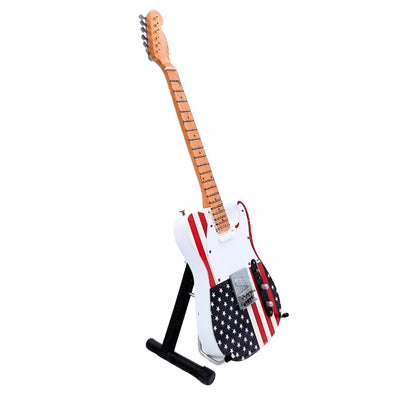 Mini guitarra colecionável MGT-2639 ao estilo Bruce Springsteen com possibilidade de personalização por gravação, feita à mão em mogno, presente ideal para fã de música, altura 27,5 cm