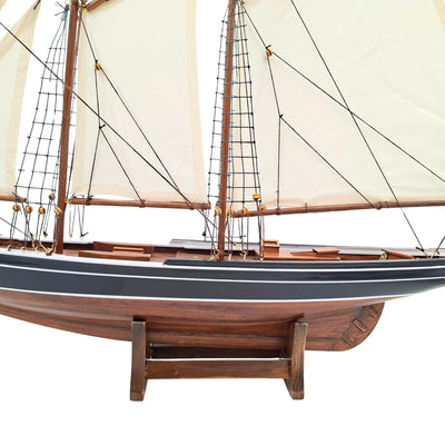 Modelo de Escuna Bluenose 78 cm com Gravação - Decoração Marítima Elegante em Madeira para Presente para Amantes da Vela e História Marítima com Velas Naturais
