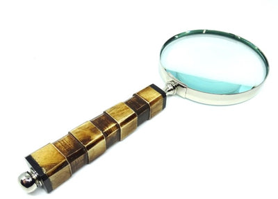 Lupa Elegante para Leitura com Cabo de Osso NC1099A com Possibilidade de Personalização por Gravação, Caixa Prateada de Latão, Ideal para Presente para Sénior, Avô ou Colecionador, Altura 24,5 cm