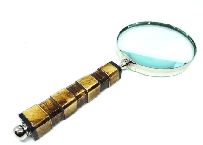 Lupa Elegante para Leitura com Cabo de Osso NC1099A com Possibilidade de Personalização por Gravação, Caixa Prateada de Latão, Ideal para Presente para Sénior, Avô ou Colecionador, Altura 24,5 cm