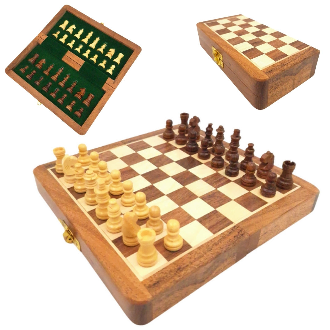 Xadrez magnético de madeira 17x17cm com gravação personalizada