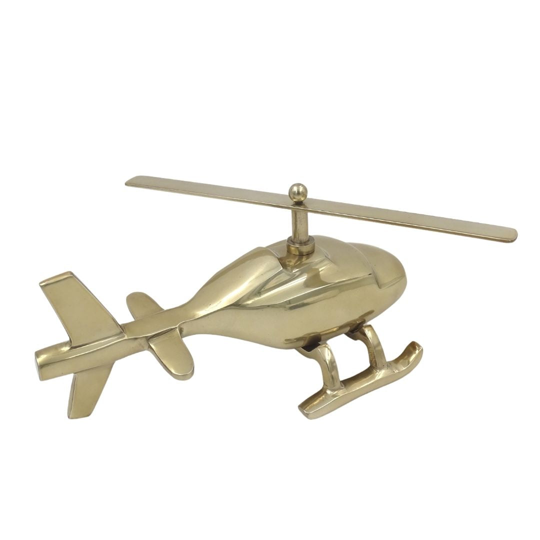 Modelo metálico de helicóptero com possibilidade de gravação personalizada – dourado, 32 cm