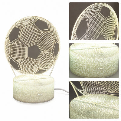 Candeeiro de noite Bola com possibilidade de personalização por gravação - Presente ideal para amantes de futebol - 17 cm de altura - 3 cores à escolha - Alimentação por USB ou 3 pilhas AAA
