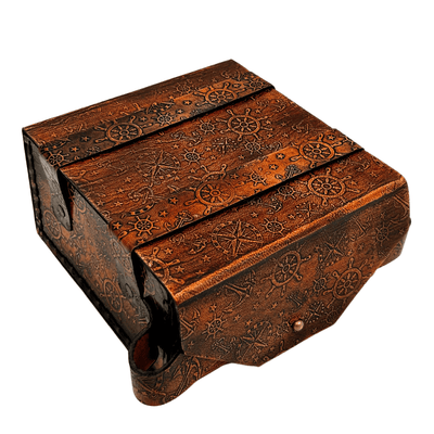 Sextante retro de latão em estojo de couro - instrumento de navegação elegante com possibilidade de gravação - presente ideal para amantes de vela e história - dimensões 13x12x7 cm