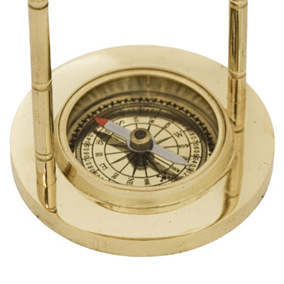 Globo Decorativo de Latão com Bússola e Possibilidade de Personalização por Gravação, Dourado, Altura 12,5 cm