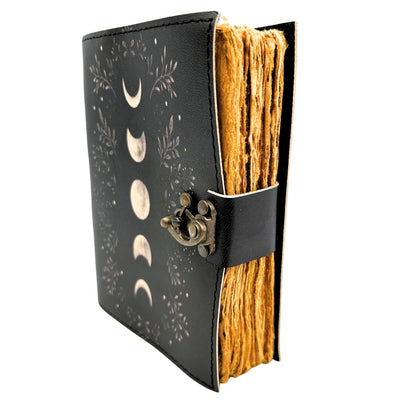 Caderno de Couro Retro com Fases da Lua com Gravação