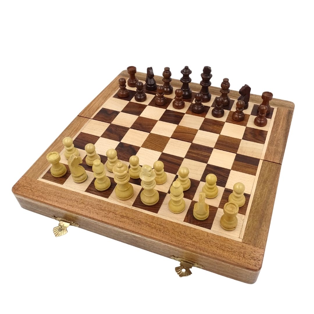 Xadrez magnético de madeira 30x30 cm dobrável G614 com gravação