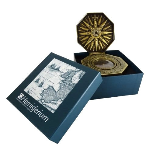 Bússola Magnética Cardan Exclusiva H43 em Latão e Madeira com Gravação Personalizada