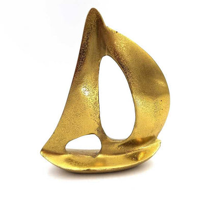 Iate Dourado em Alumínio 19,5 cm com Possibilidade de Personalização por Gravação - Decoração Elegante para Presente para Amantes da Navegação