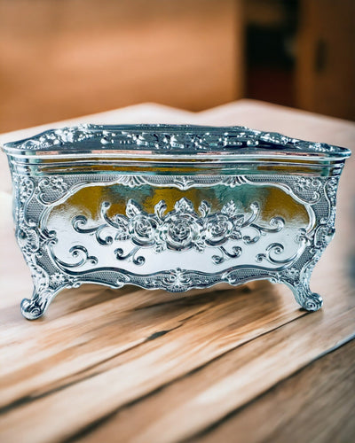 Caixa Elegante para Lenços com Flores em Relevo - Recipiente para Guardanapos
