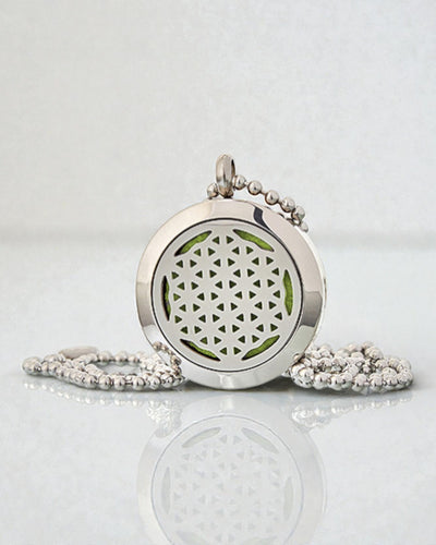 Aurelia Vita – Colar Difusor de Aromaterapia Flor da Vida 25 mm em Aço Inoxidável