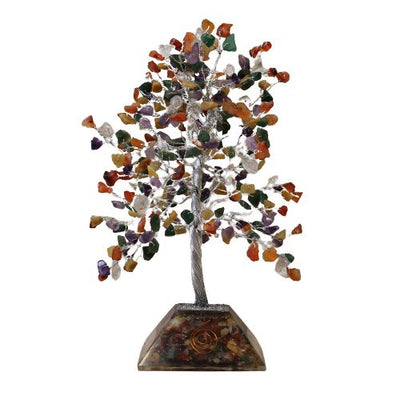 Árvore da Sorte com Base de Orgonite - 320 Pedras Coloridas - Decoração Impressionante para Casa ou Presente - Base Estável de Orgonite - Símbolo de Energia Positiva e Harmonia