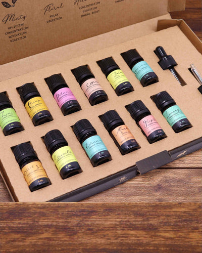 Energia de Verão da Natureza – Conjunto de Luxo de 12 Óleos Essenciais 5 ml com Pipetas