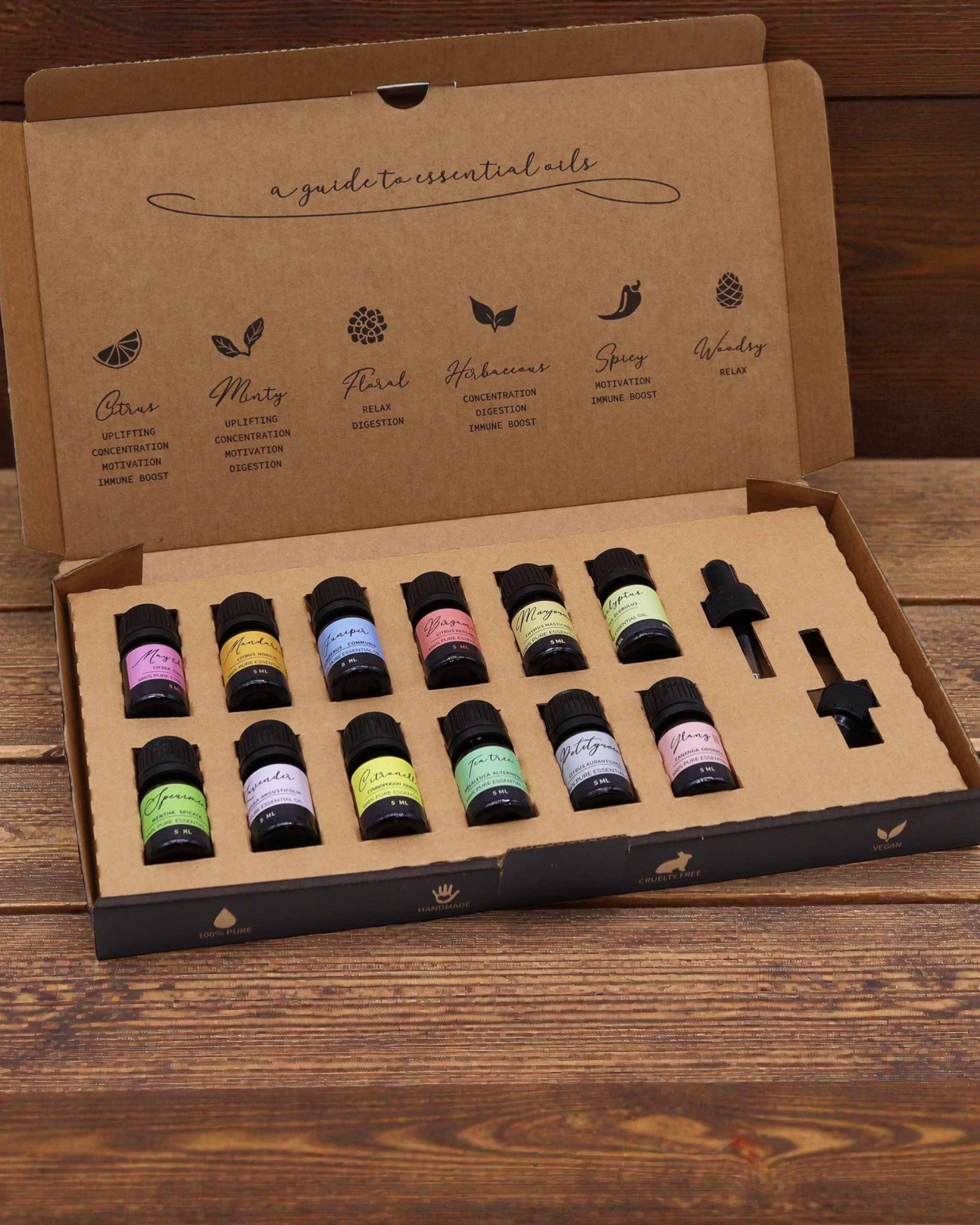 Despertar Primaveril da Natureza – Conjunto Luxuoso de 12 Óleos Essenciais 5 ml com Pipetas