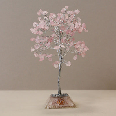 Árvore Mágica de Cristal de Quartzo Rosa com Base de Orgonite