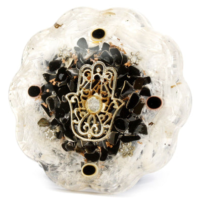Pacote de Energia para Secretária Orgonite Hamsa com Selenite