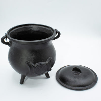Enorme Caldeirão de Ferro Fundido com Lua Tripla 23x18 cm