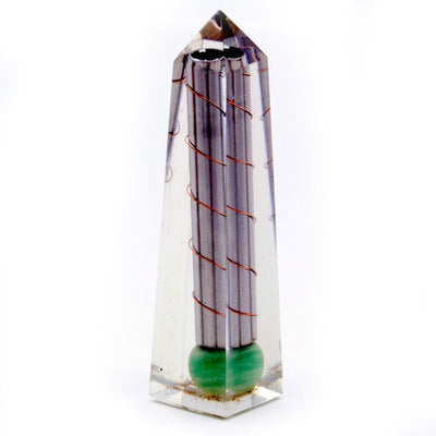 Obelisco de Poder Orgonite com Aventurina Verde