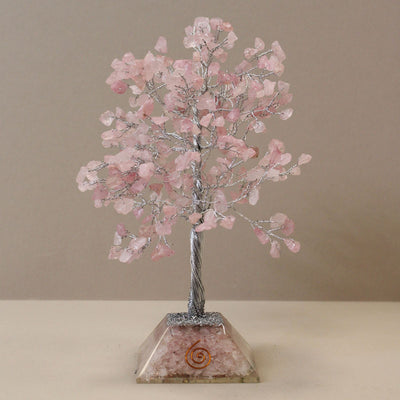 Árvore de Cristal com Base de Orgonite - Quartzo Rosa