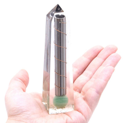 Obelisco de Poder Orgonite com Aventurina Verde