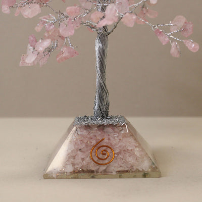 Árvore de Cristal com Base de Orgonite - Quartzo Rosa