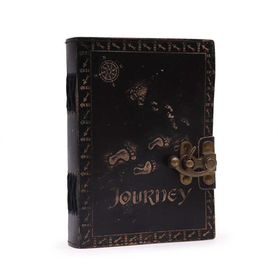 Diário de Couro Journey em Tom Castanho Escuro - Elegante Caderno de Viagem com Acabamento Artesanal, 7x5 polegadas, 100 Páginas em Branco