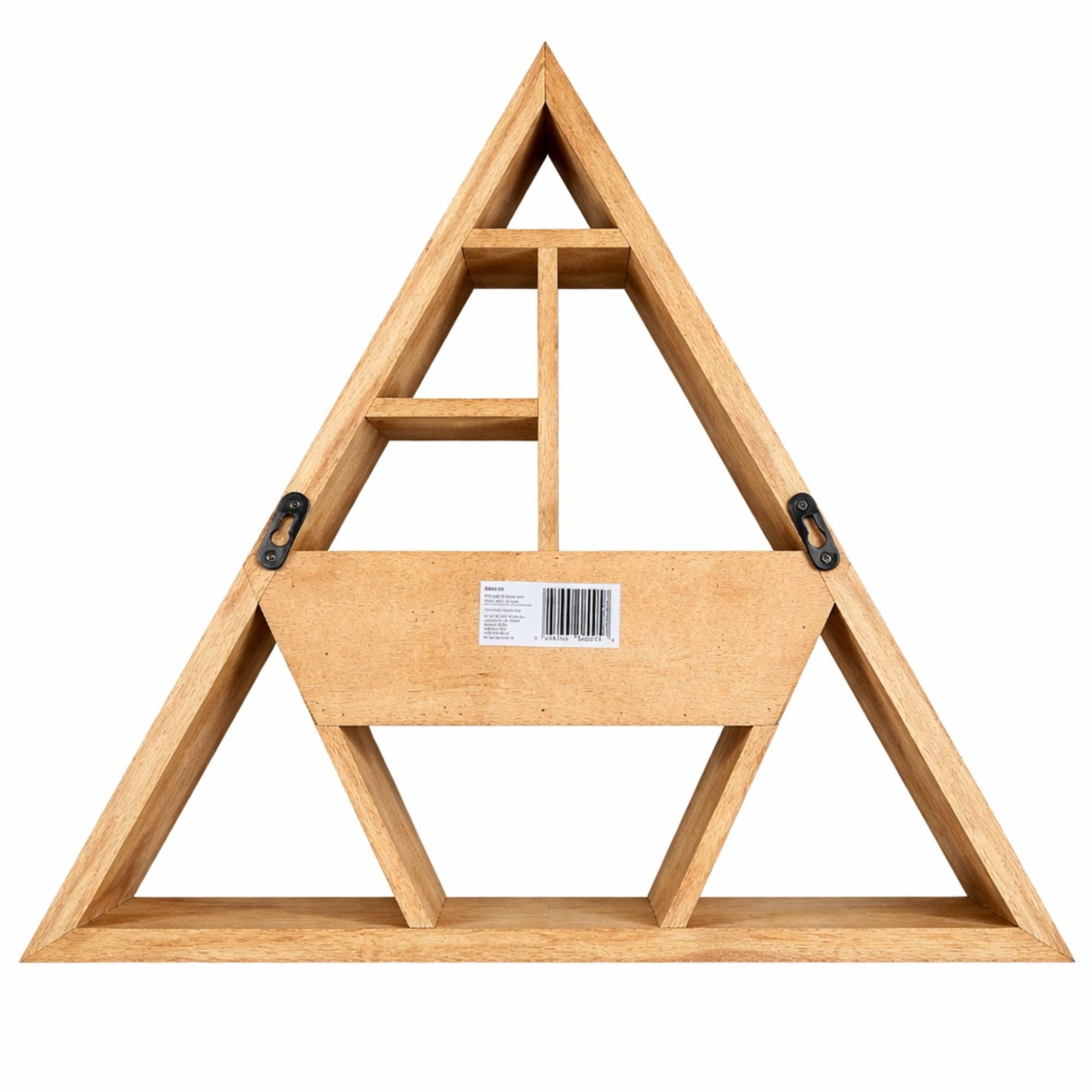 Prateleira Mágica Triangular de Parede com Gaveta - Madeira de Manga Feita à Mão, Design de Fases da Lua, 53x53x9 cm