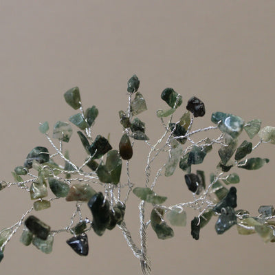 Árvore da Sorte com Base de Orgonite com 80 Pedras de Ágata Musgosa