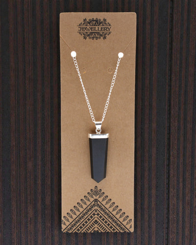 Obsidian Ray – Pendente Plano de Ágata Negra com Corte em Cristal