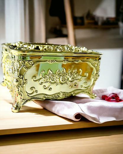 Caixa Elegante para Lenços com Flores em Relevo - Recipiente para Guardanapos