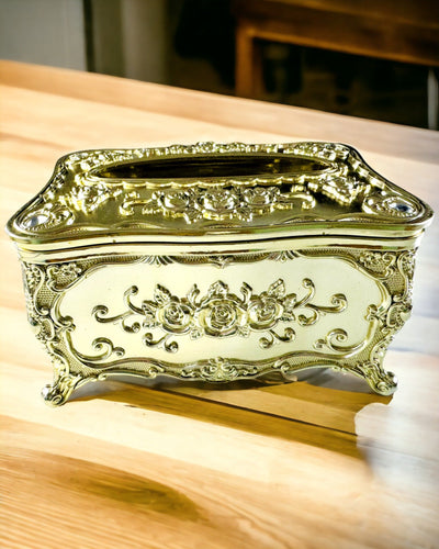 Caixa Elegante para Lenços com Flores em Relevo - Recipiente para Guardanapos