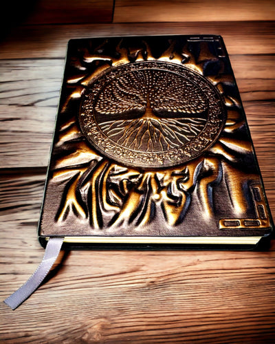 Vintage Diário "Árvore da Vida" A6 - Capa Elegante em Relevo de Pele Sintética, 100 Folhas