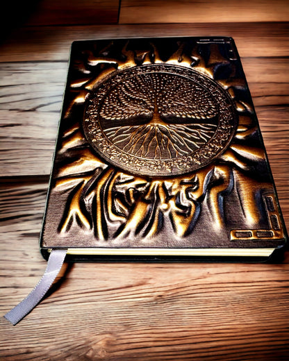 Vintage Diário "Árvore da Vida" A6 - Capa Elegante em Relevo de Pele Sintética, 100 Folhas